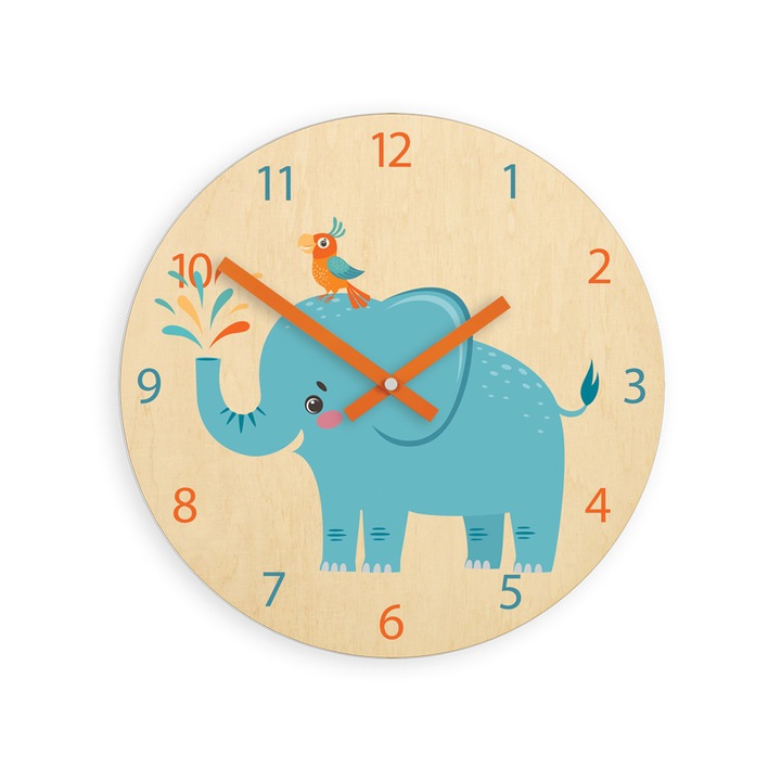 Ceas de perete ModernClock Elephant, 30 cm, Albastru