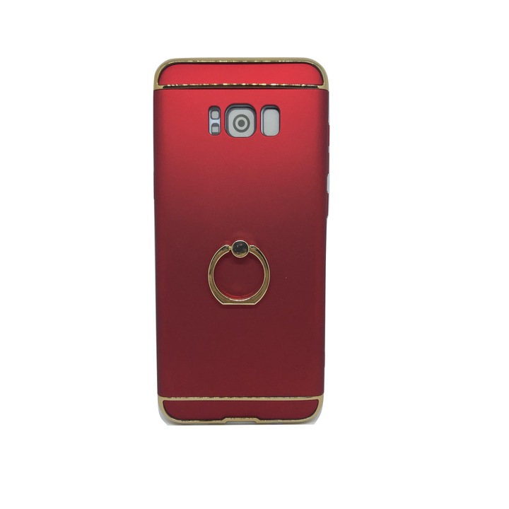 Защитен калъф за Samsung Galaxy S8, Луксозно червено покритие с поддържащ пръстен