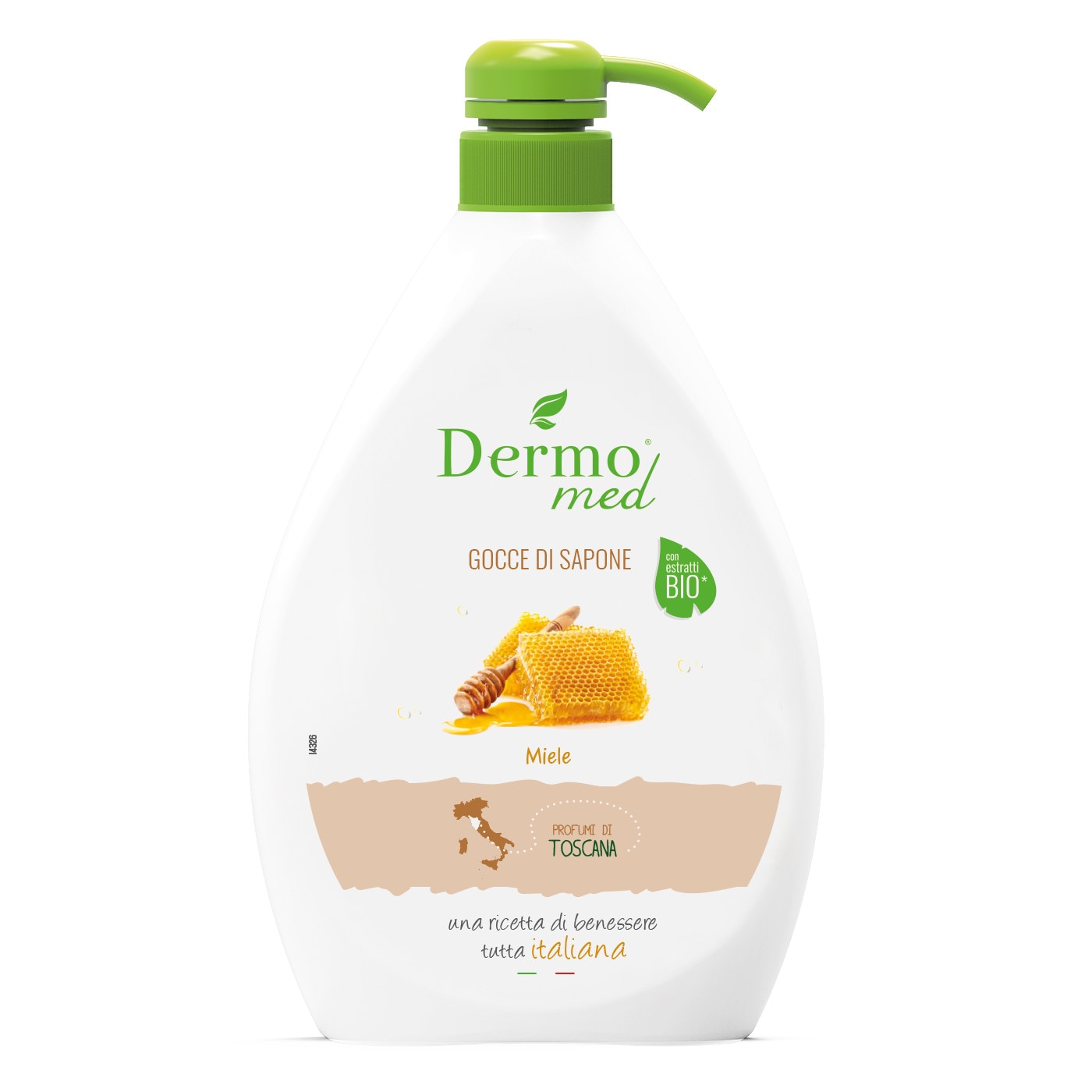Crema de sapun cu extracte Bio, Dermomed Miele Profumi di Toscana, 600 ml, cu pompita