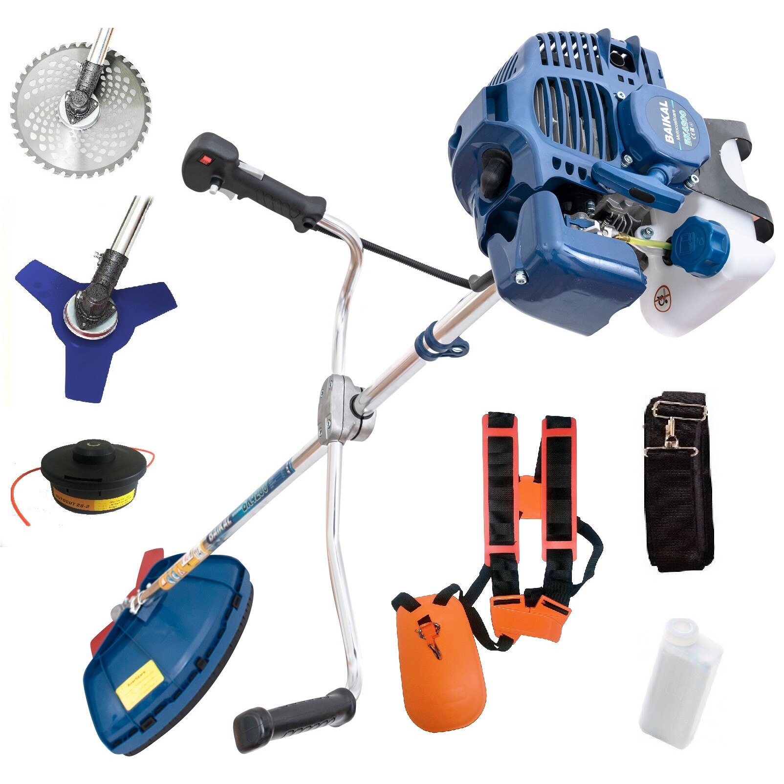 SET- Motocoasa BAIKAL Profi 5.5CP + 3 Sisteme Taiere (+HAM PROFI +DISC VIDIA), Model nou, 10000 RPM