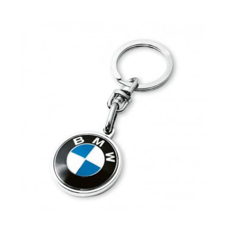 Breloc Cheie, inox, BMW, alb/albastru