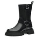 Tamaris, Ghete biker de piele cu garnituri cu tinte, Negru, 37