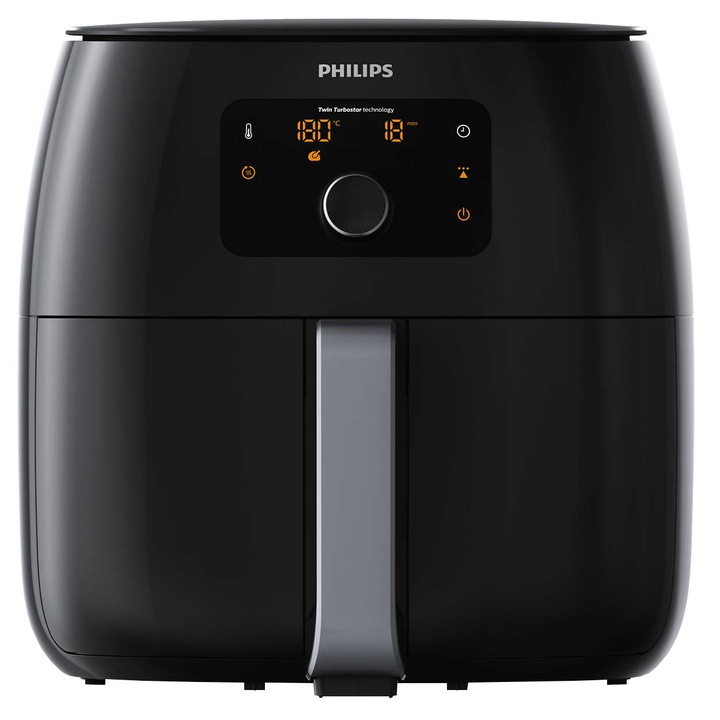 Philips Airfryer XXL HD9650/90 Forrólevegős sütő, Twin TurboStar, 1.4 kg, digitális kijelző, Fekete