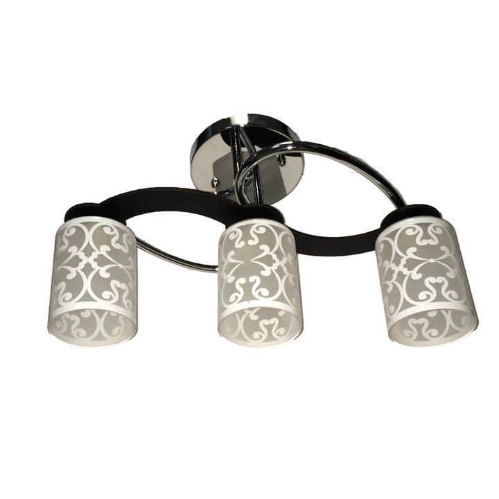 Candelabru Nikom NG 6178-3, E27, 3x40 W, 220V, negru, alb, crom