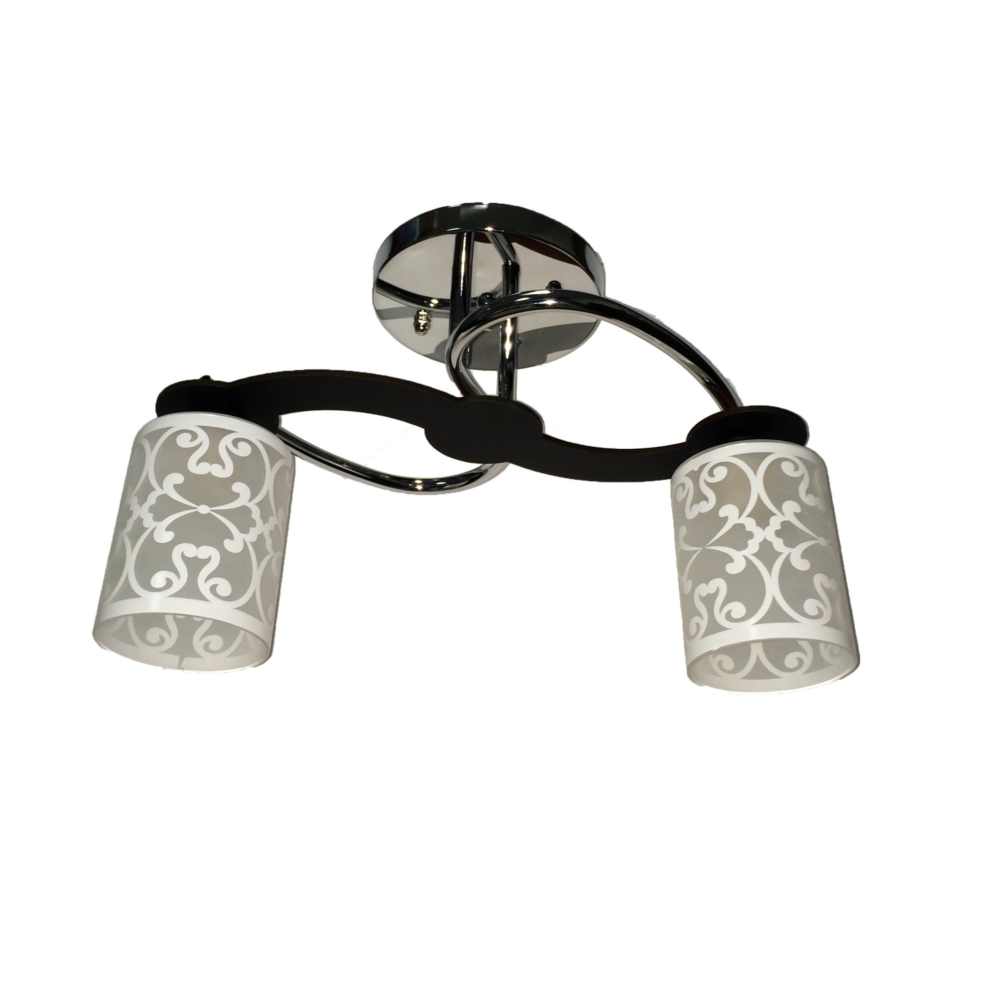 Candelabru Nikom NG 6178-2, E27, 2x40 W, 220V, negru, alb, crom