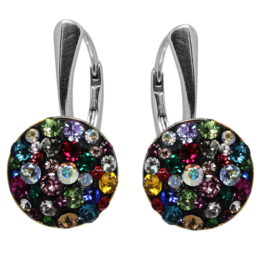 Cercei Argint 925 Placat cu Aur (24 karate) si Cristale, Colorful, BijouxMAG