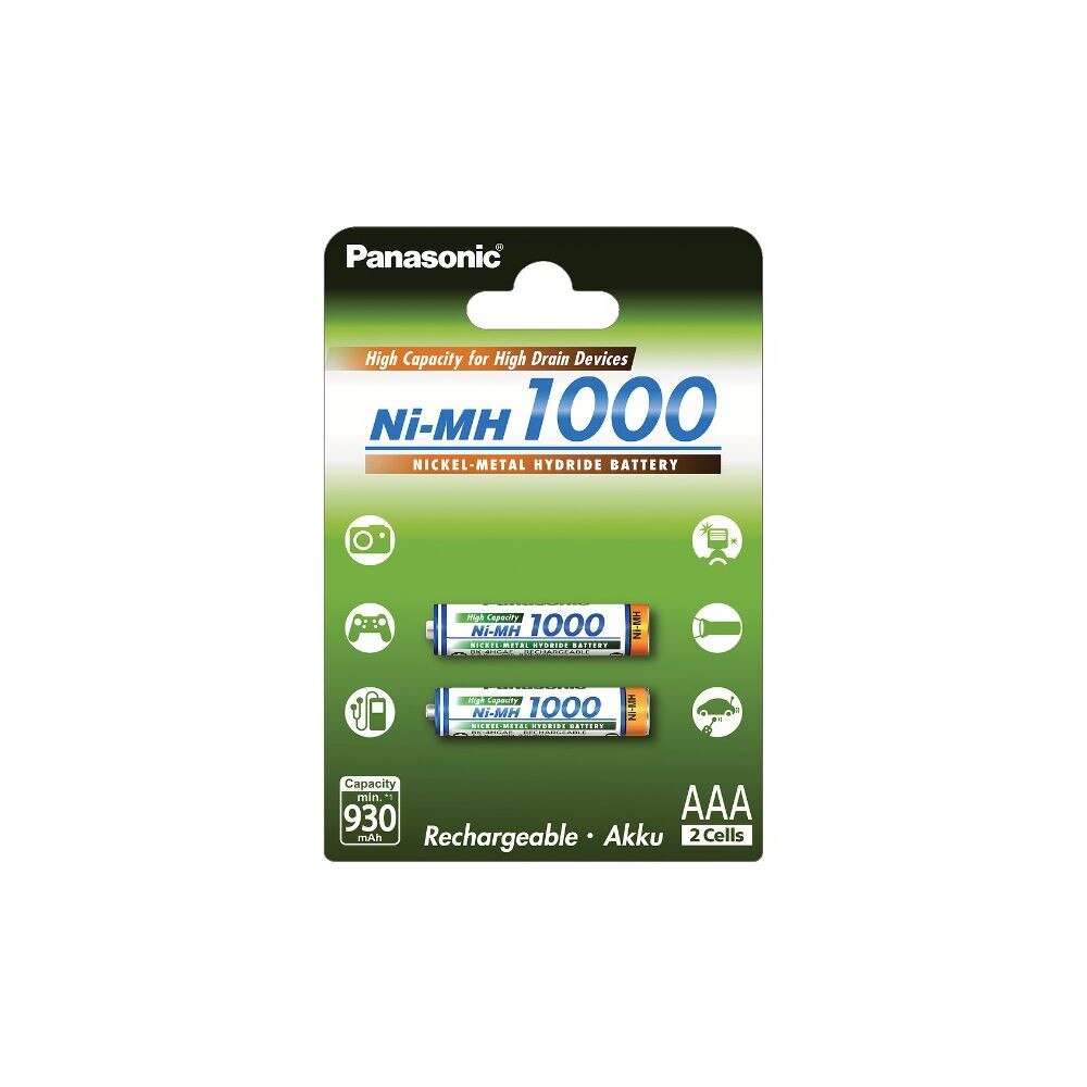 Acumulatori Panasonic AAA, 1000mAh, 1.2 V , blister de 2 buc