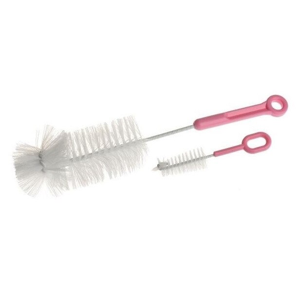 Set 2 perii pentru biberon si tetina, Akuku, roz