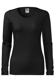 Tricou de dama Pure cu maneca lunga, bumbac, Negru Tricou de dama Pure cu maneca lunga, bumbac, Negru