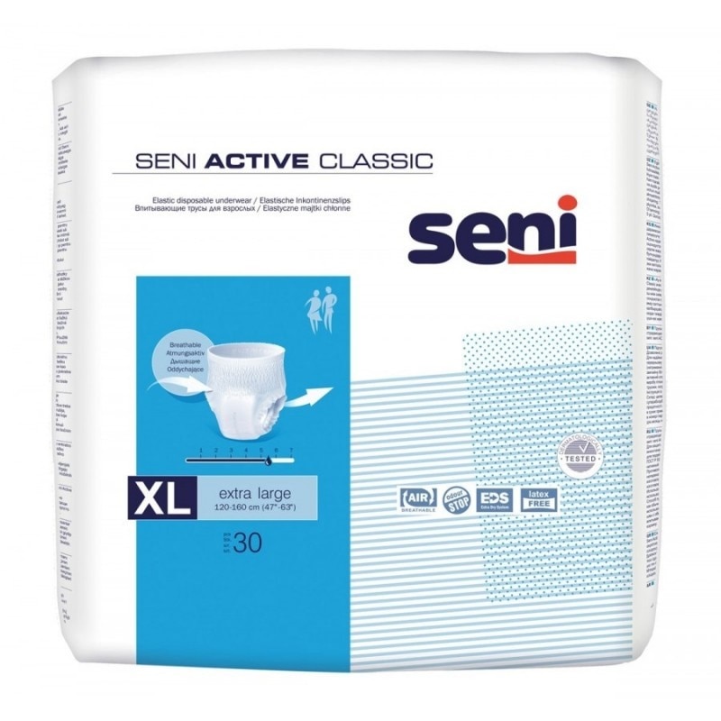Pachet 6 seturi de Scutece Pentru Incontinenta Seni Active Clasic nr. 4 Extra Large - XL 30 buc/set