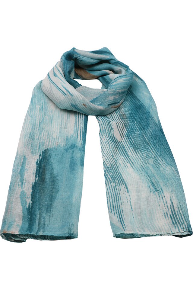 Esarfa pentru femei, din poliester subtire, sezon cald, cu print abstract, Adria Li026-7 Turcoaz