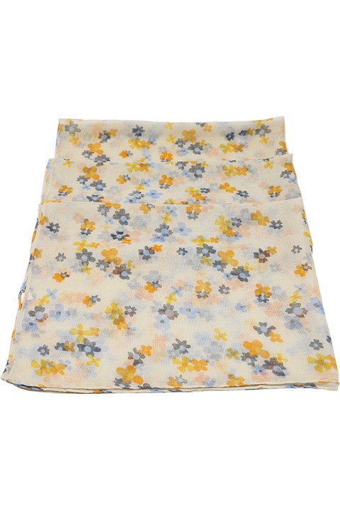 Дамски шал Joolar, Полиестер, С цветна щампа, Жълт/Син, 80 см х 180 см