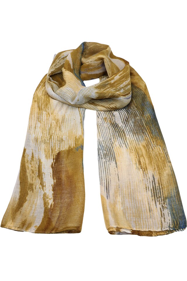 Esarfa pentru femei, din poliester subtire, sezon cald, cu print abstract, Adria Li026-5 Khaki