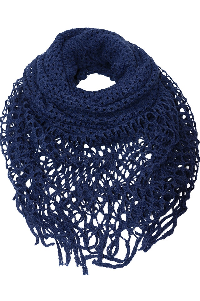 Fular pentru femei, tricotat subtire, cu franjuri, sezon rece, Adnana ZR-11-6 Albastru