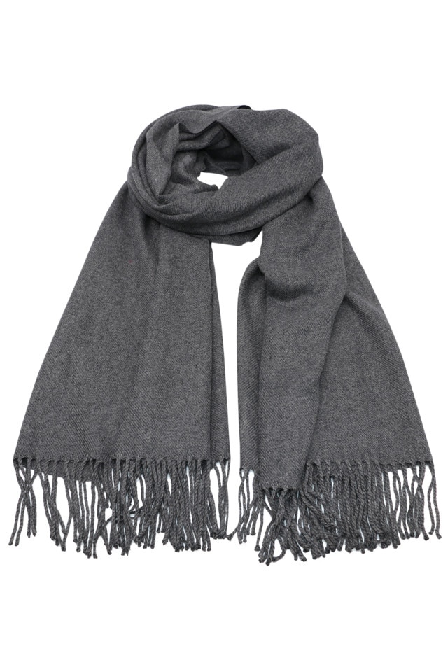Esarfa pentru femei, din casmir, sezon rece, cu franjuri, Alida ZS-23-5 Gri inchis
