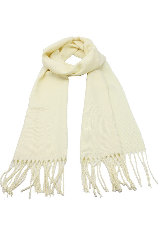 Fular pentru femei, din casmir, subtire, sezon toamna primavara, cu franjuri, Alexa ZS-14-7 Crem