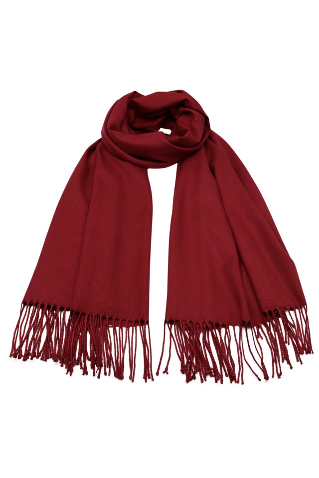 Esarfa pentru femei, din casmir, subtire, sezon rece, cu franjuri, Alice ZS-22-5 Bordo