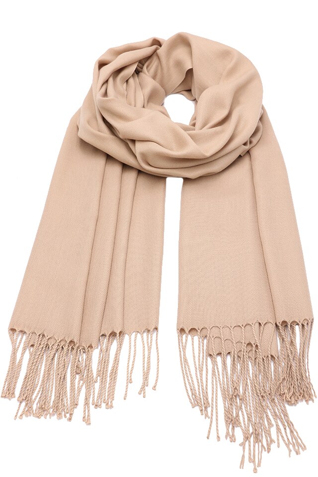 Esarfa pentru femei, din casmir, subtire, sezon rece, cu franjuri, Alice ZS-22-12 Roz Pudrat