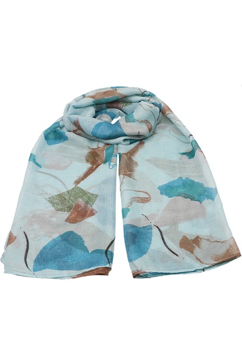 Дамски шал Joolar, Полиестер, Пролет-есен, С цветен принт, Тюркоазено зелен