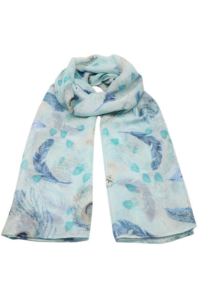 Esarfa pentru femei, din polyester subtire, primavara toamna, Animal print, Ada Li001-3 Albastru