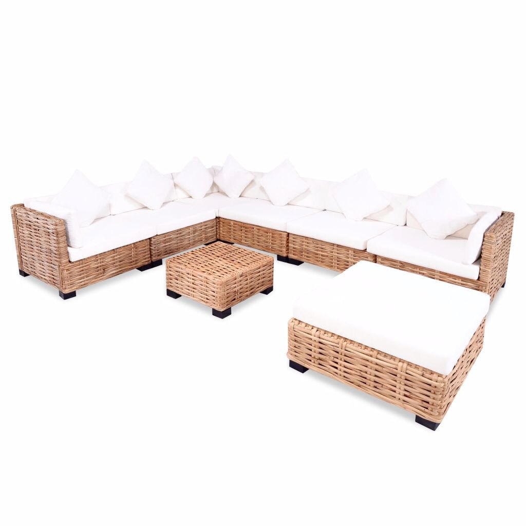 Set mobilier cu canapea si tabureti, 27 piese, vidaXL, Mahon, Maro
