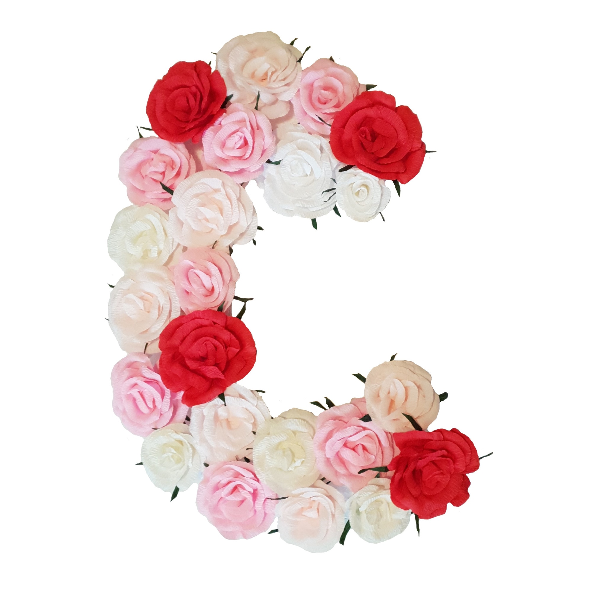 Litera volumetrica C Handmade Minis Boutique, alb, roz si rosu