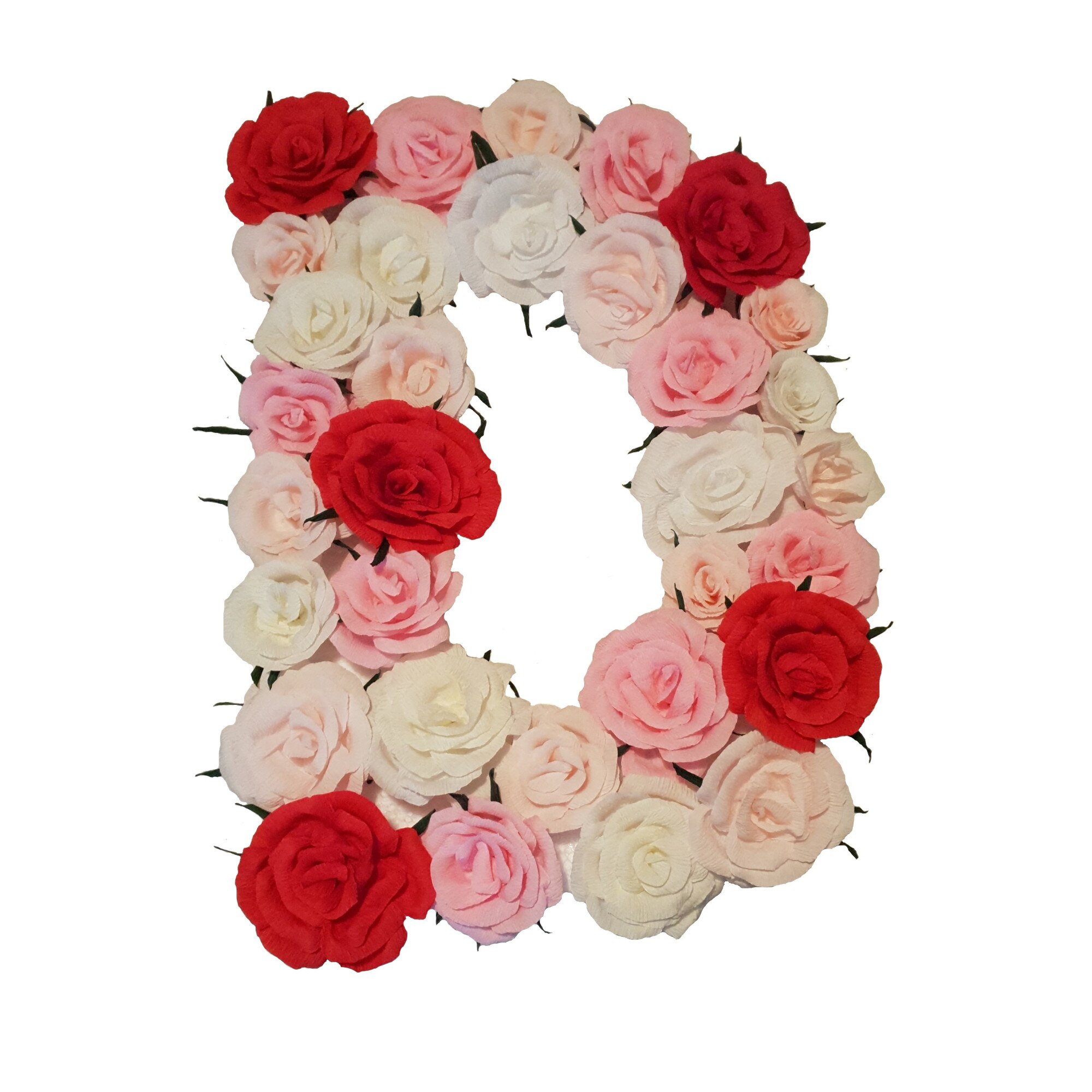 Litera volumetrica D Handmade Minis Boutique, alb, roz si rosu