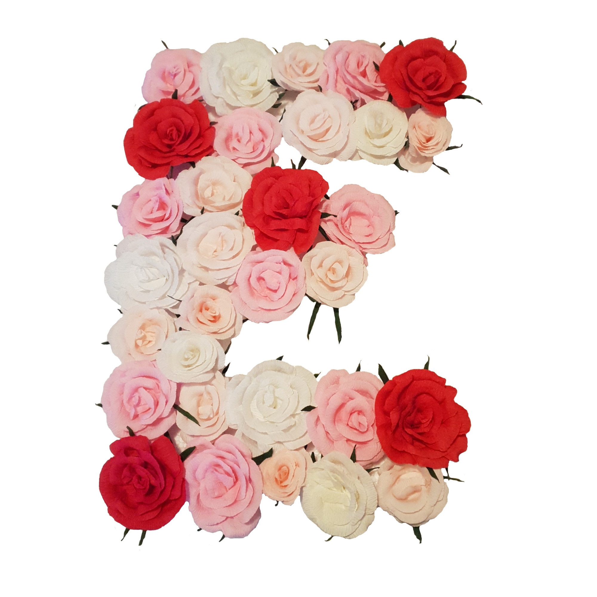 Litera volumetrica E Handmade Minis Boutique, alb, roz si rosu