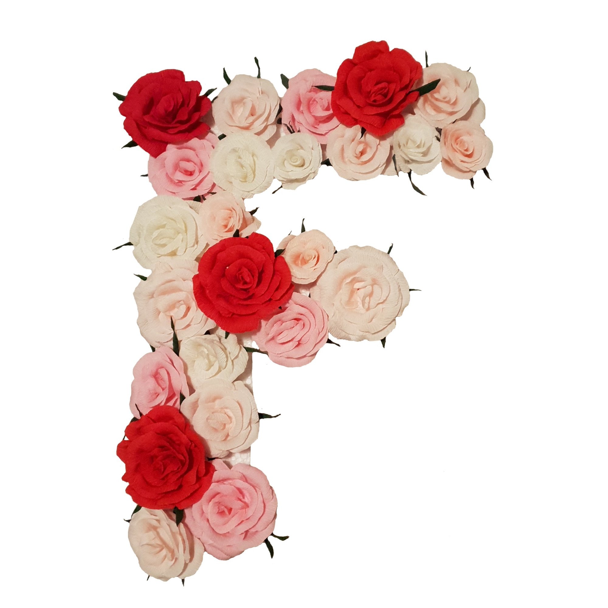 Litera volumetrica F Handmade Minis Boutique, alb, roz si rosu