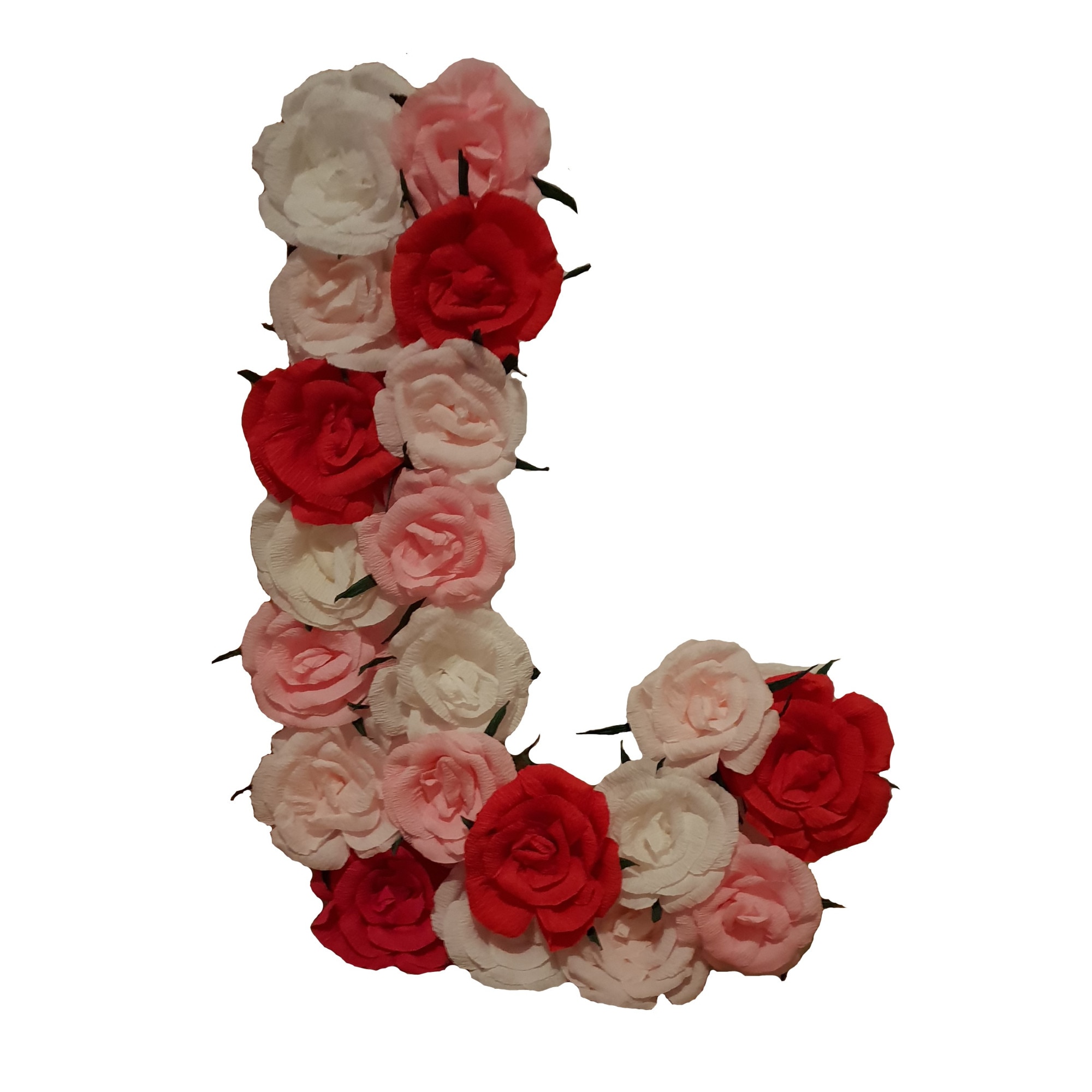 Litera volumetrica J Handmade Minis Boutique, alb, roz si rosu