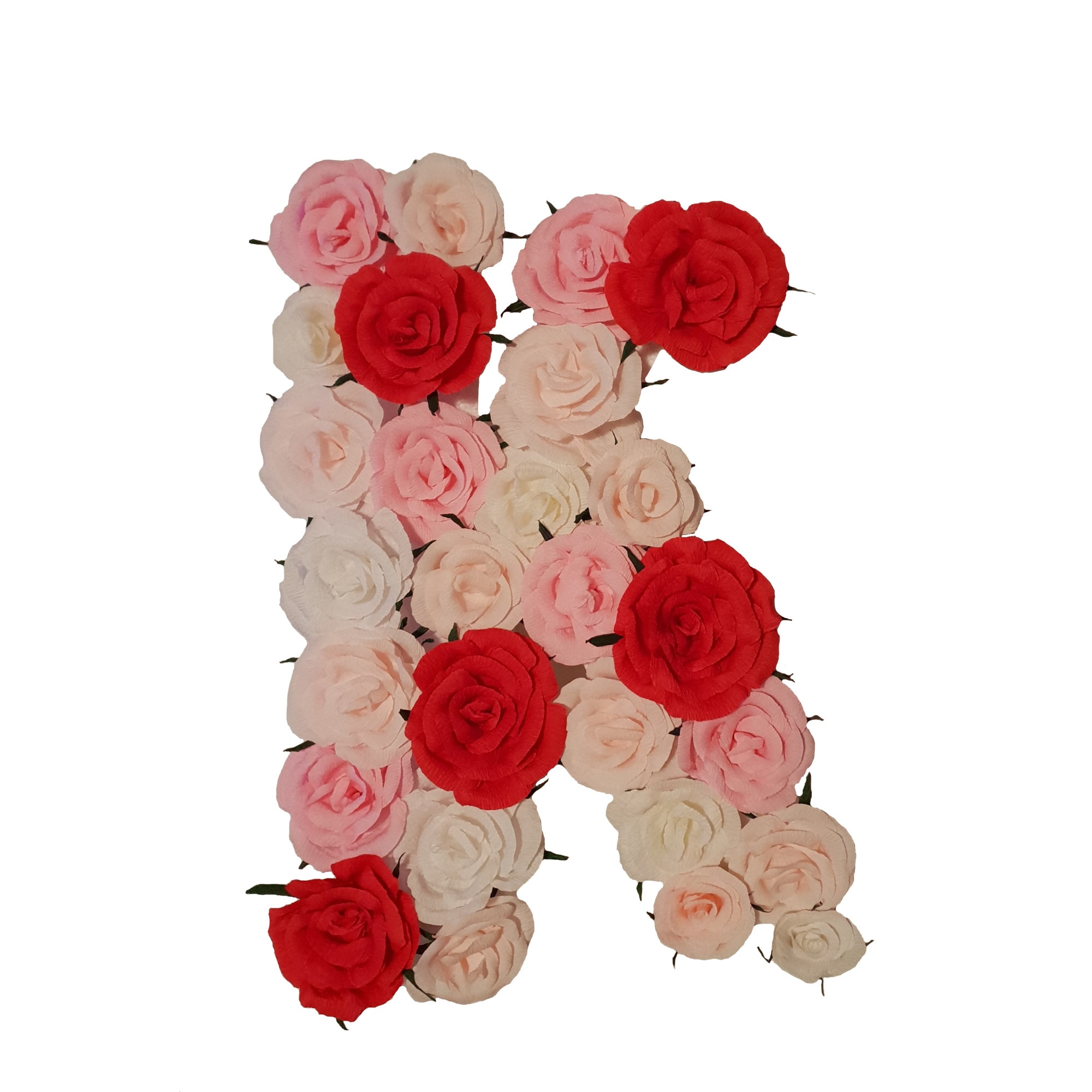 Litera volumetrica K Handmade Minis Boutique, alb, roz si rosu