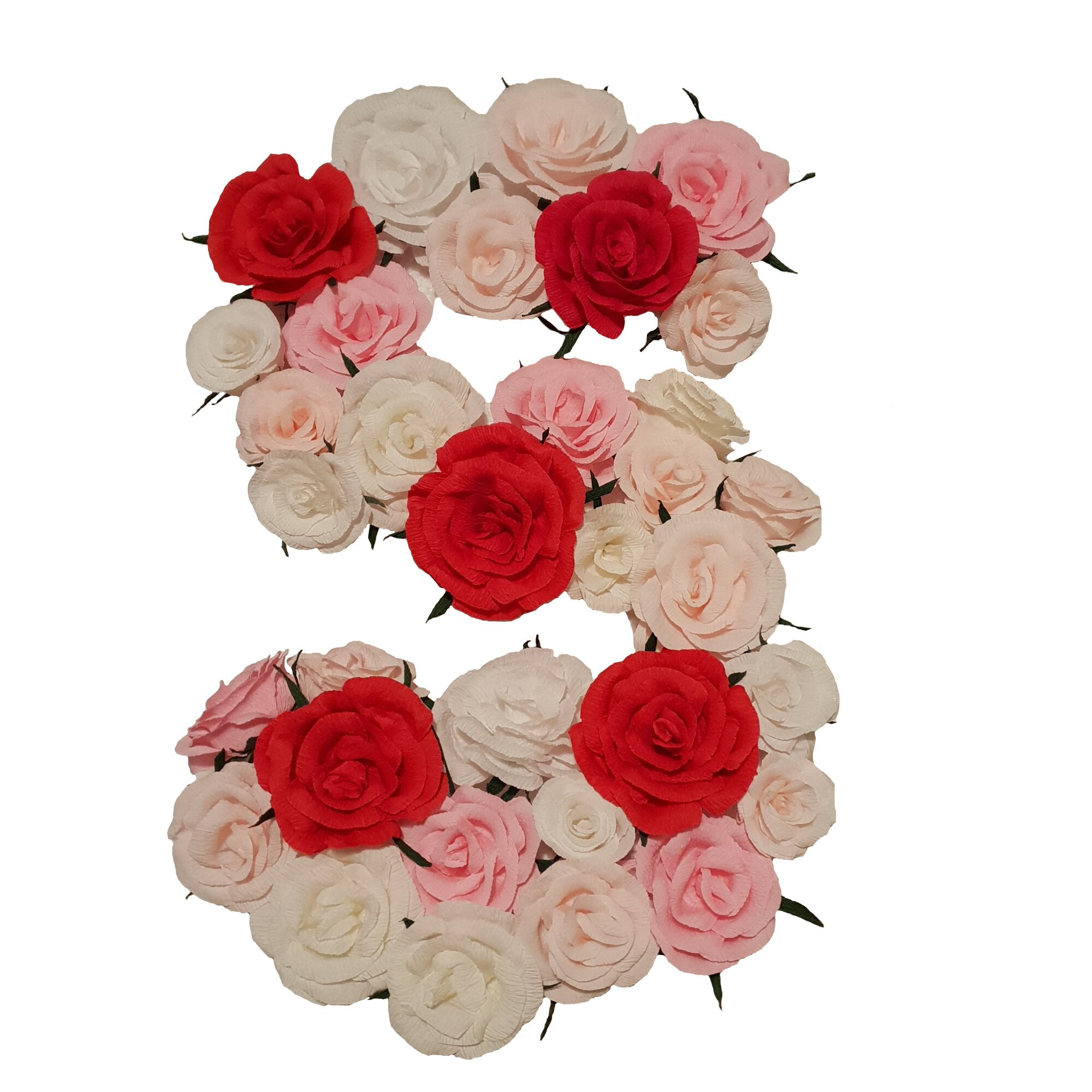 Litera volumetrica S Handmade Minis Boutique, alb, roz si rosu