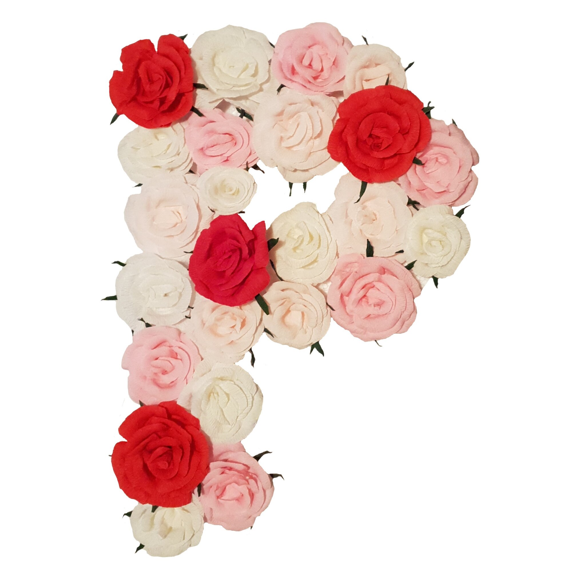 Litera volumetrica P Handmade Minis Boutique, alb, roz si rosu