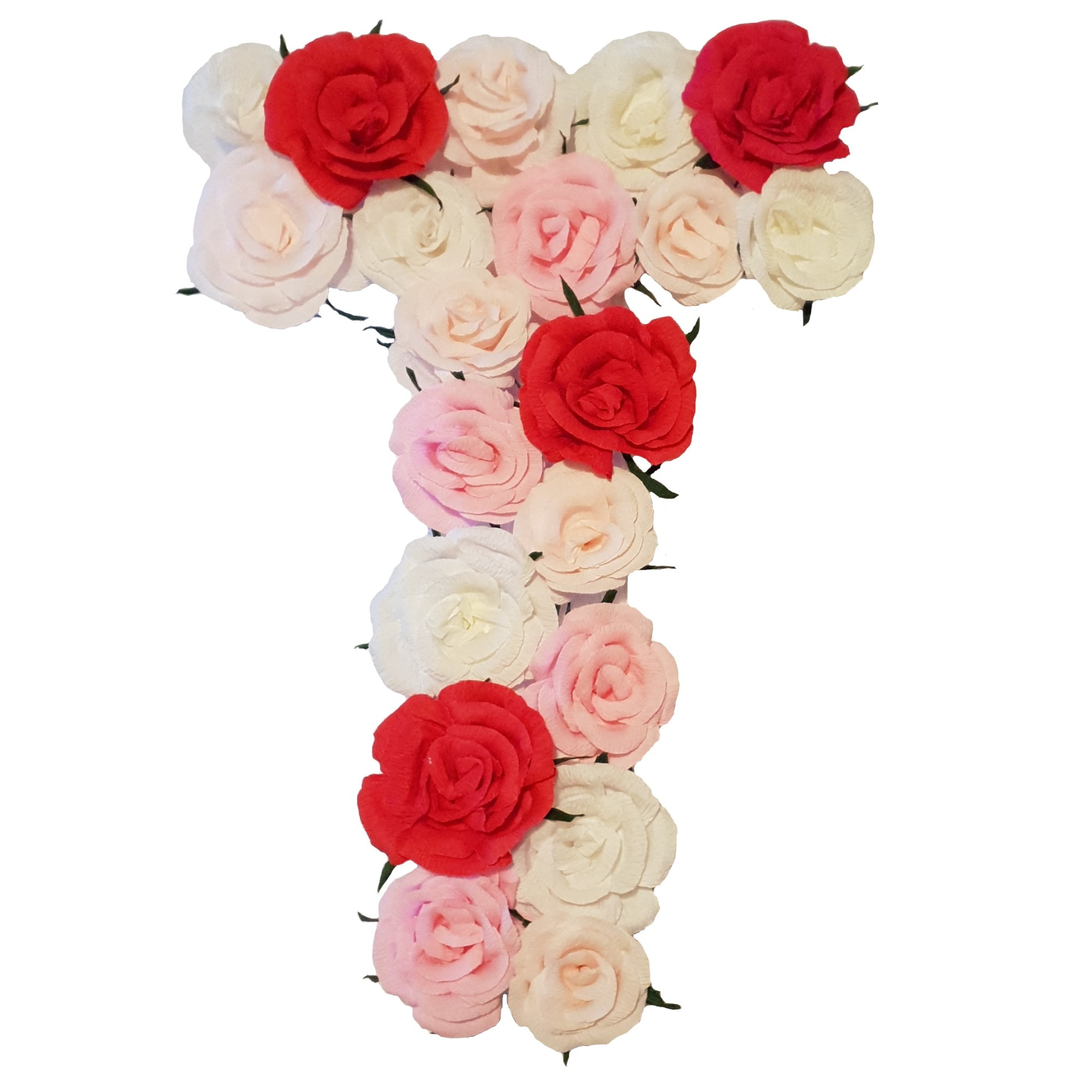 Litera volumetrica T Handmade Minis Boutique, alb, roz si rosu