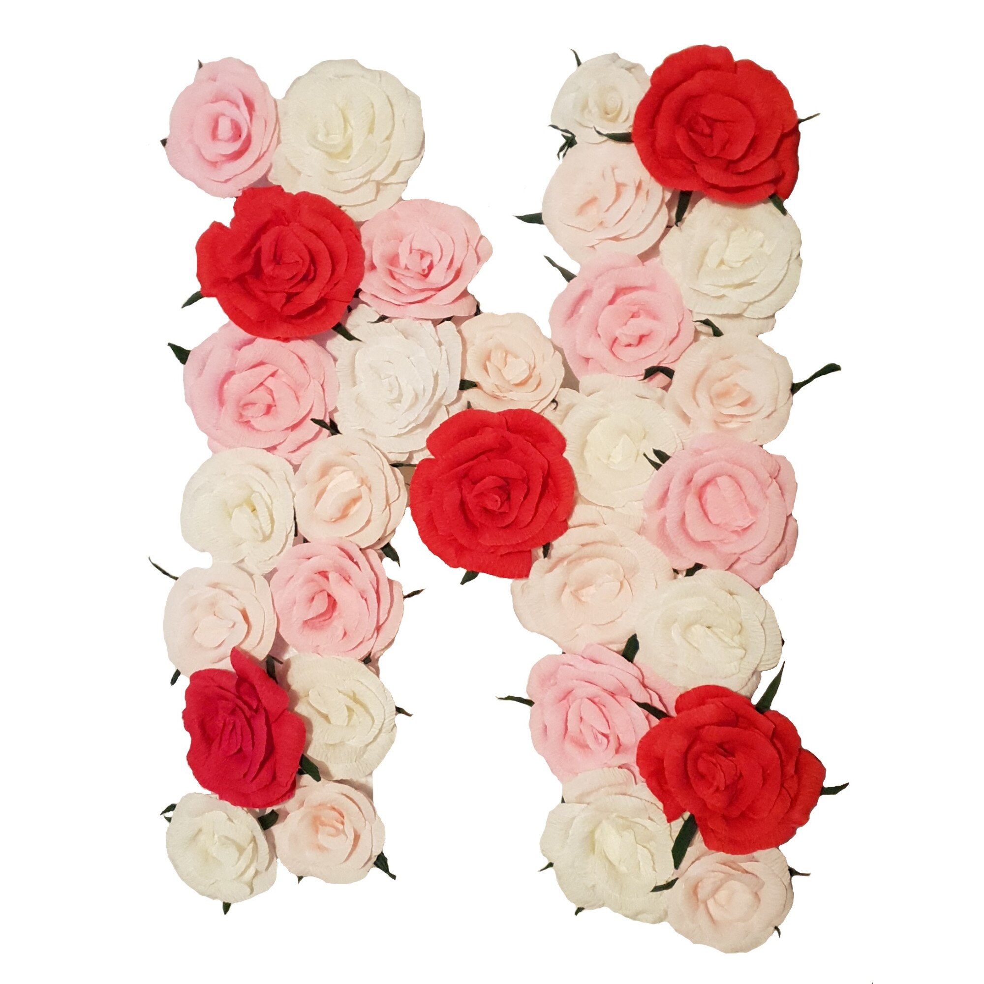 Litera volumetrica N Handmade Minis Boutique, alb, roz si rosu