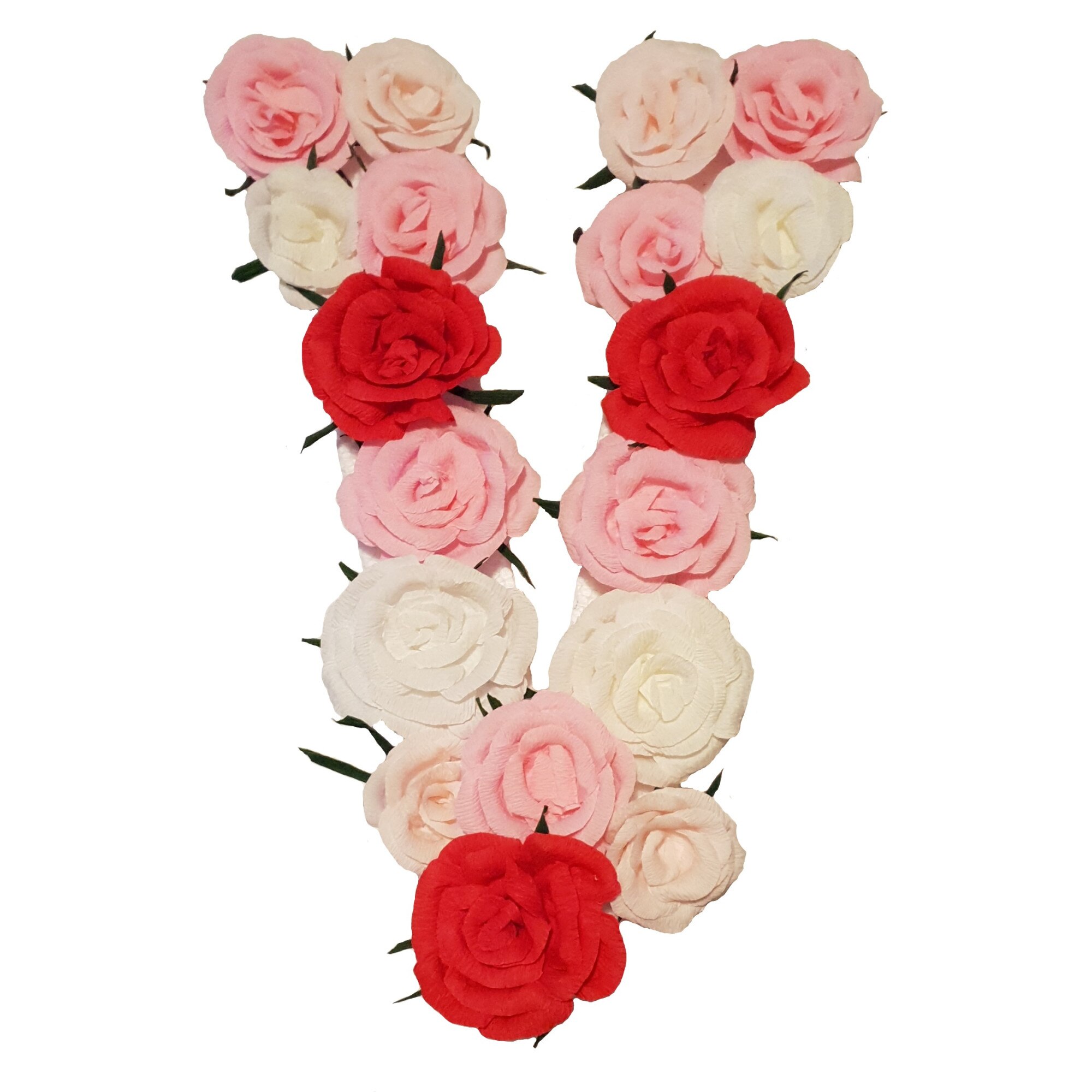 Litera volumetrica V Handmade Minis Boutique, alb cu roz si rosu