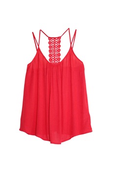 Top insertie dantela Cami, cu bretele, asimetric, Papaya, Rosu,12 UK Top insertie dantela Cami, cu bretele, asimetric, Papaya, Rosu,12 UK