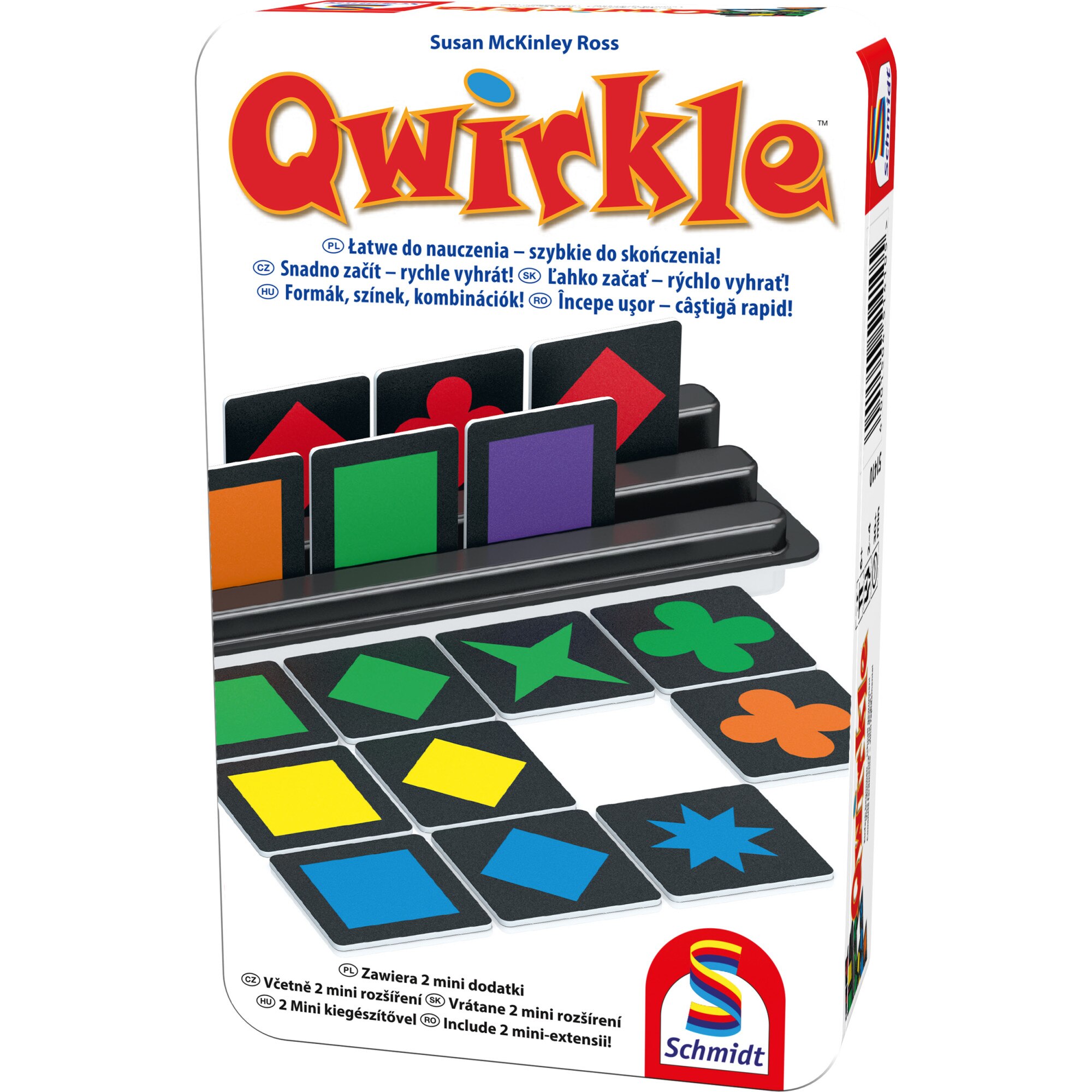 Joc de societate Qwirkle compact, 2 extensii incluse
