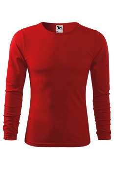Tricou de barbati basic cu maneca lunga, Rosu Tricou de barbati basic cu maneca lunga, Rosu