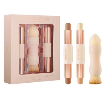 Kit pentru contur si iluminare Makeup Revolution Creme Highlight and Contour Kit Medium Kit pentru contur si iluminare Makeup Revolution Creme Highlight and Contour Kit Medium