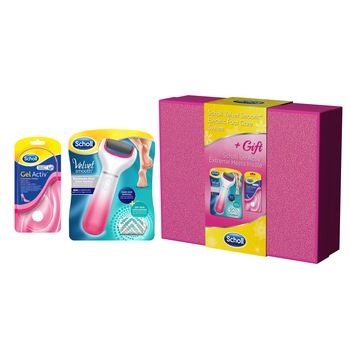 Pachet promo Pila electronica Scholl Velvet Smooth, Roz + Branturi Scholl Gel Active pentru tocuri inalte Pachet promo Pila electronica Scholl Velvet Smooth, Roz + Branturi Scholl Gel Active pentru tocuri inalte