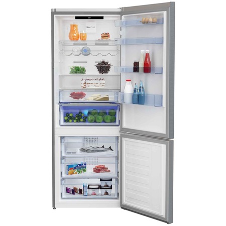 Combina frigorifica Beko RCNE560E30ZXB, 501 L, Clasa A++, NoFrost, Touch control, H 192 cm, Metal Look