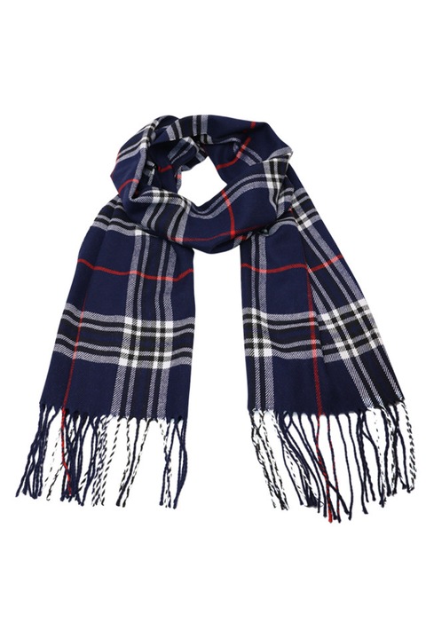 Fular in carouri mici Glen, pentru perioada rece, cu franjuri, Abraham ZS-2-1 Albastru