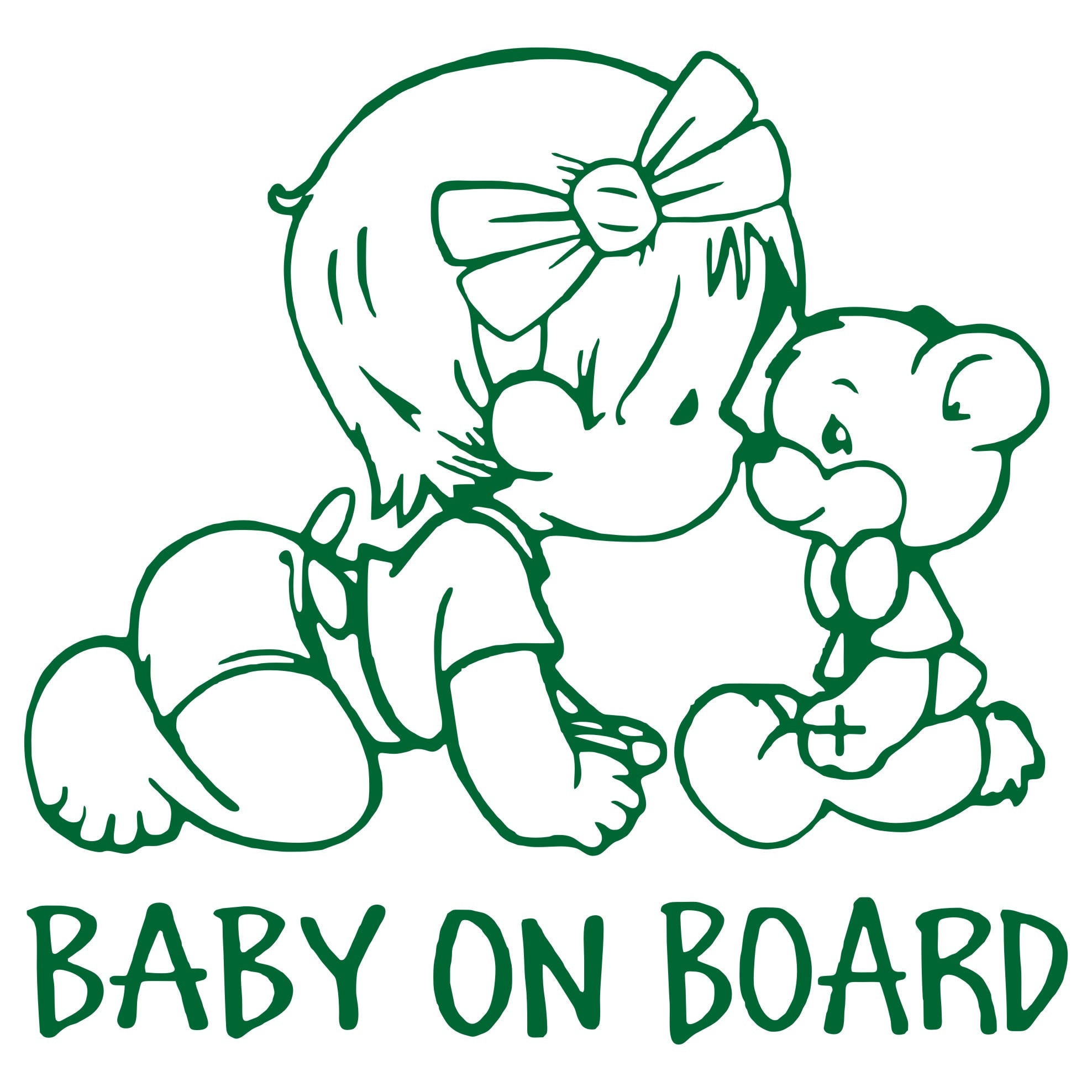 Sticker auto, Baby On Board, ursulet, culoare verde