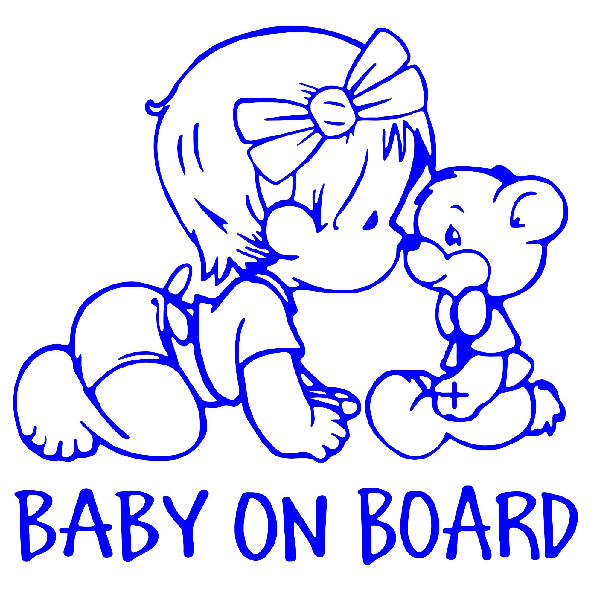 Sticker auto, Baby On Board, ursulet, culoare albastra