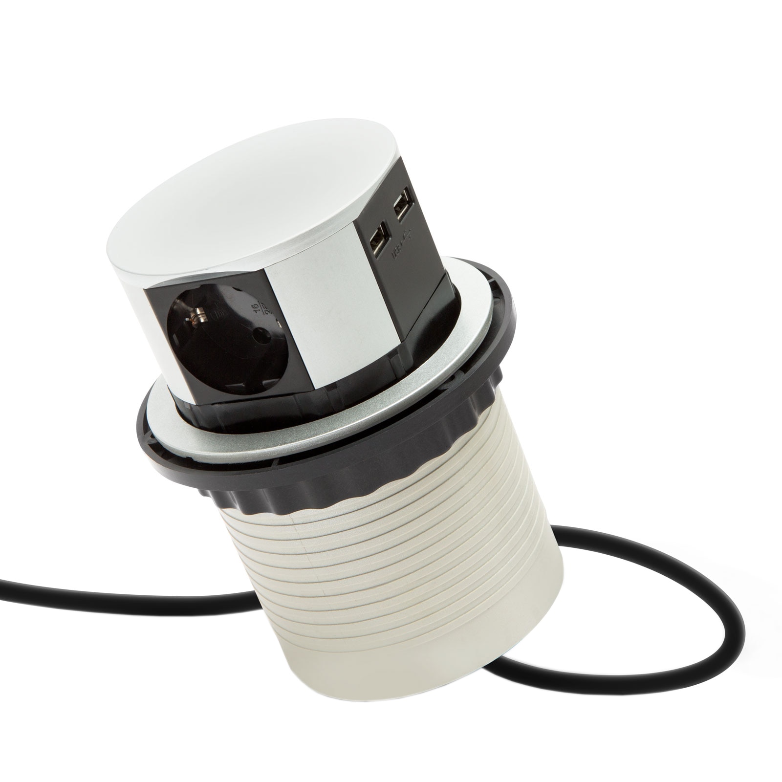 Multipriza incorporabila Delight, 3 prize, 2xUSB 1/2.1A, cablu 1.5 m