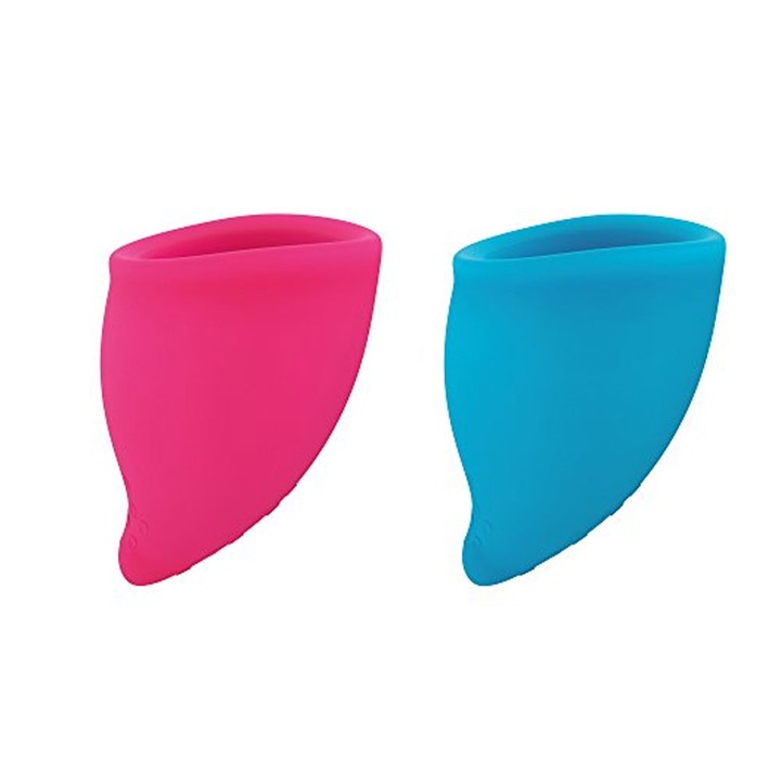 Cupa menstruala Fun Cup, 2 bucati, Roz, Turcoaz, Marimea A