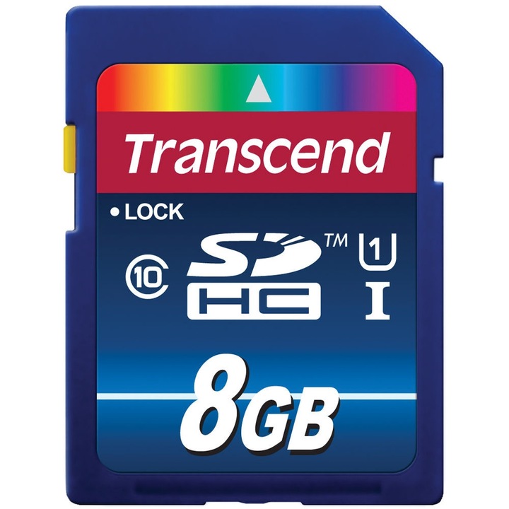 Card memorie Transcend, SDHC, 8GB, Clasa 10, UHS-I
