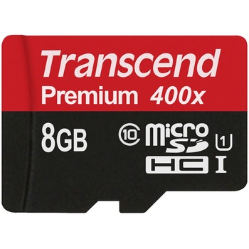 Card memorie Transcend Micro SDHC, 8GB, Clasa 10, UHS-I cu adaptor SD Card memorie Transcend Micro SDHC, 8GB, Clasa 10, UHS-I cu adaptor SD