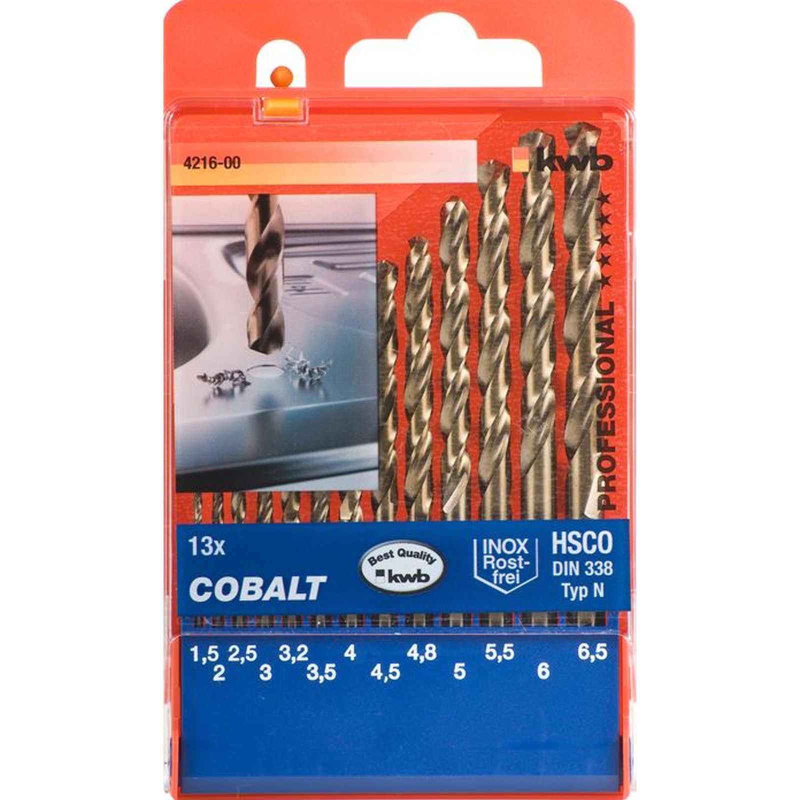 Set 13 piese KWB, burghie cobalt pentru metal 1.5 - 6.5 mm
